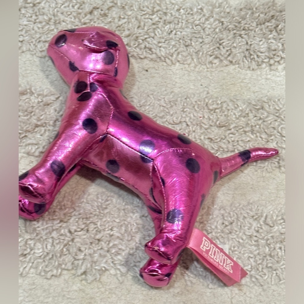 2012 PINK Victoria’s Secret dog puppy metallic shiny polka dots barbie pink